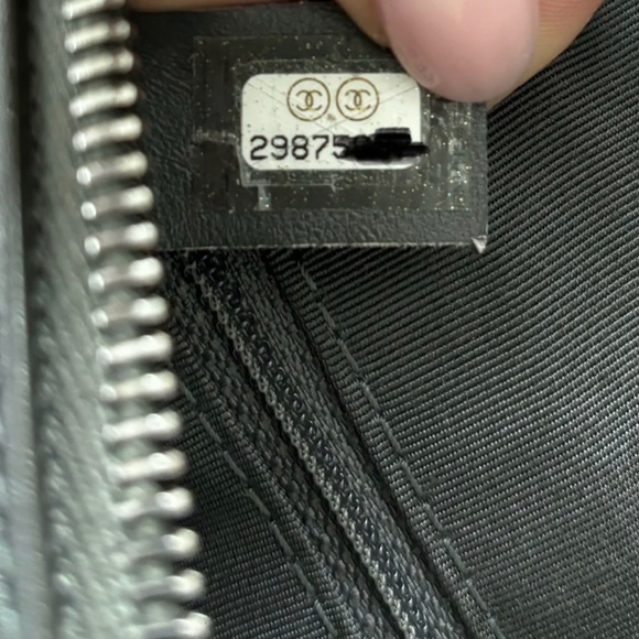 Authentic Chanel Grey Calfskin Leather Three-tone Metal Chain Signs Waist Bag - Picture 9 of 12